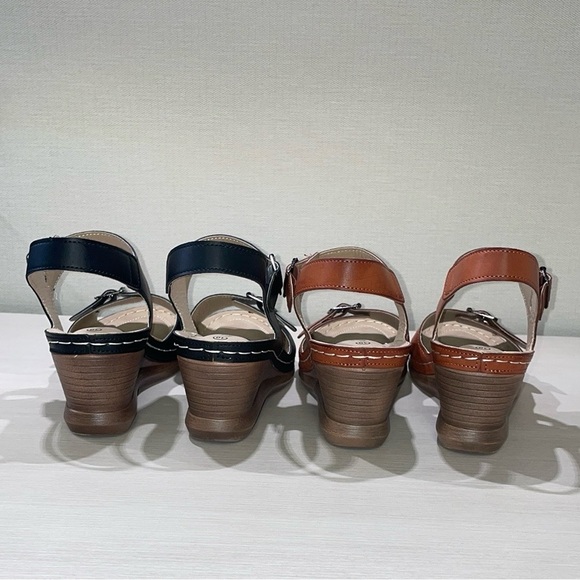 Black & Brown Faux Leather Sandals - Picture 8 of 9